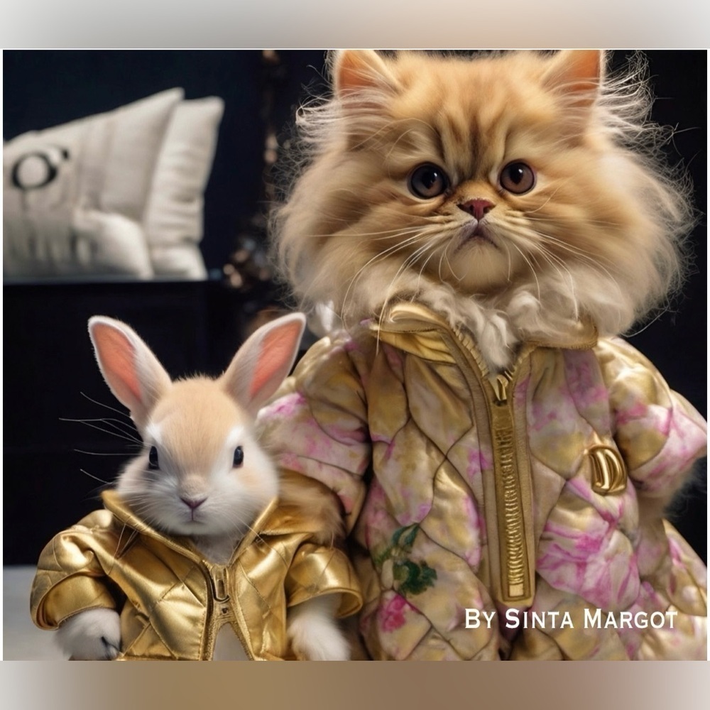 HANDCRAFTED digital art print post Gold and Floral Pet Jackets decor for wall